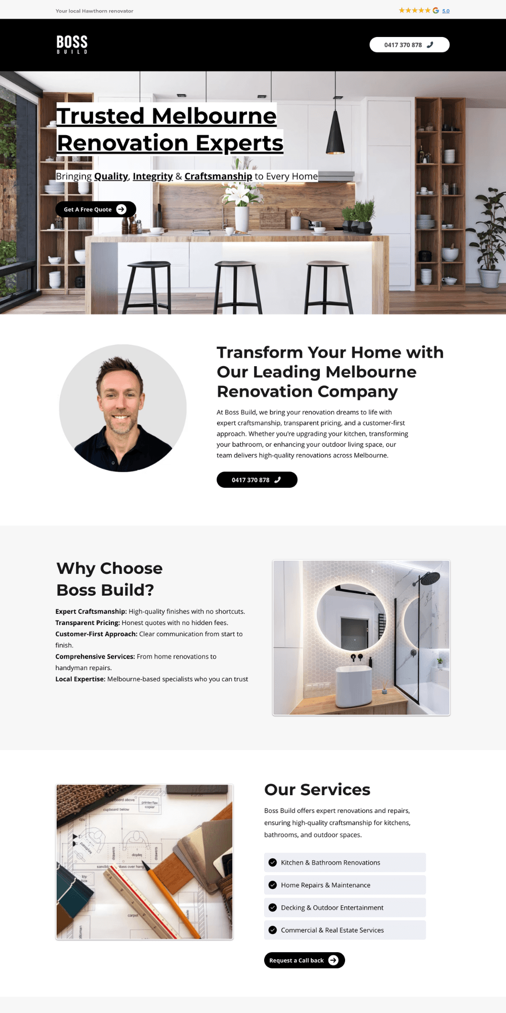 Boss Build website — Renovation