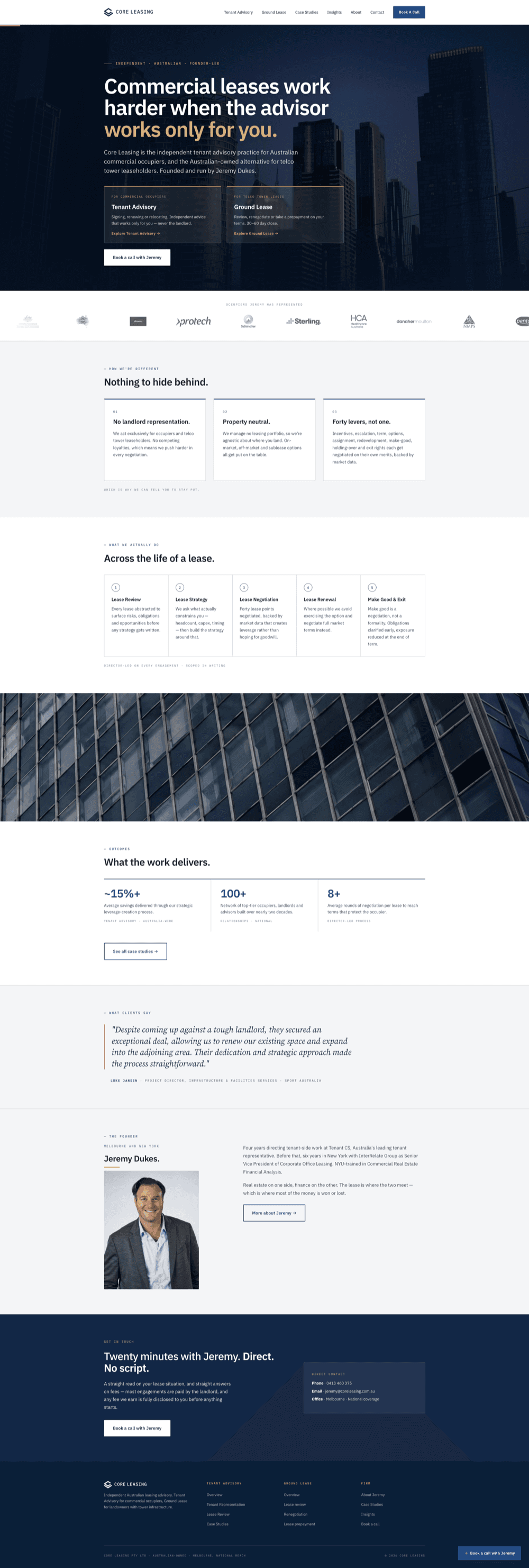 Core Leasing: Tenant Advisory website built by ServiceScale