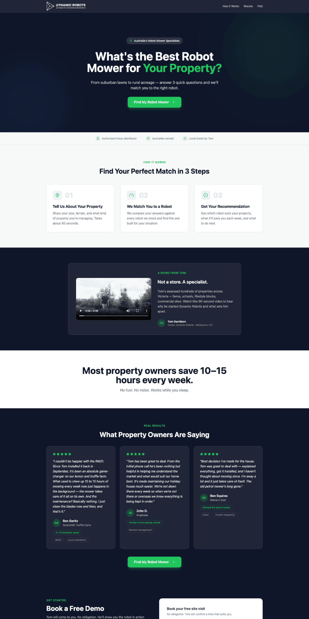 Dynamic Robots website — Robotic lawn care