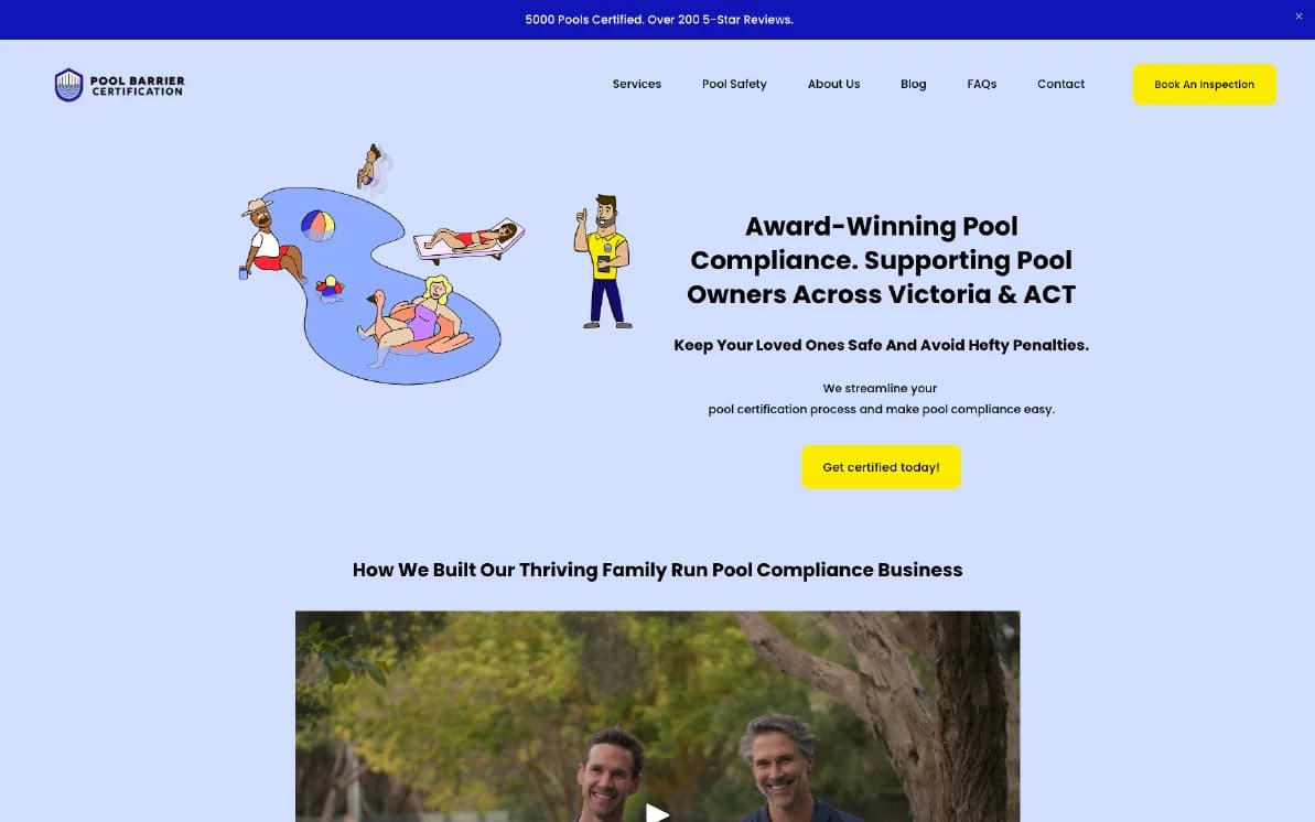 The old Pool Barrier Certification website