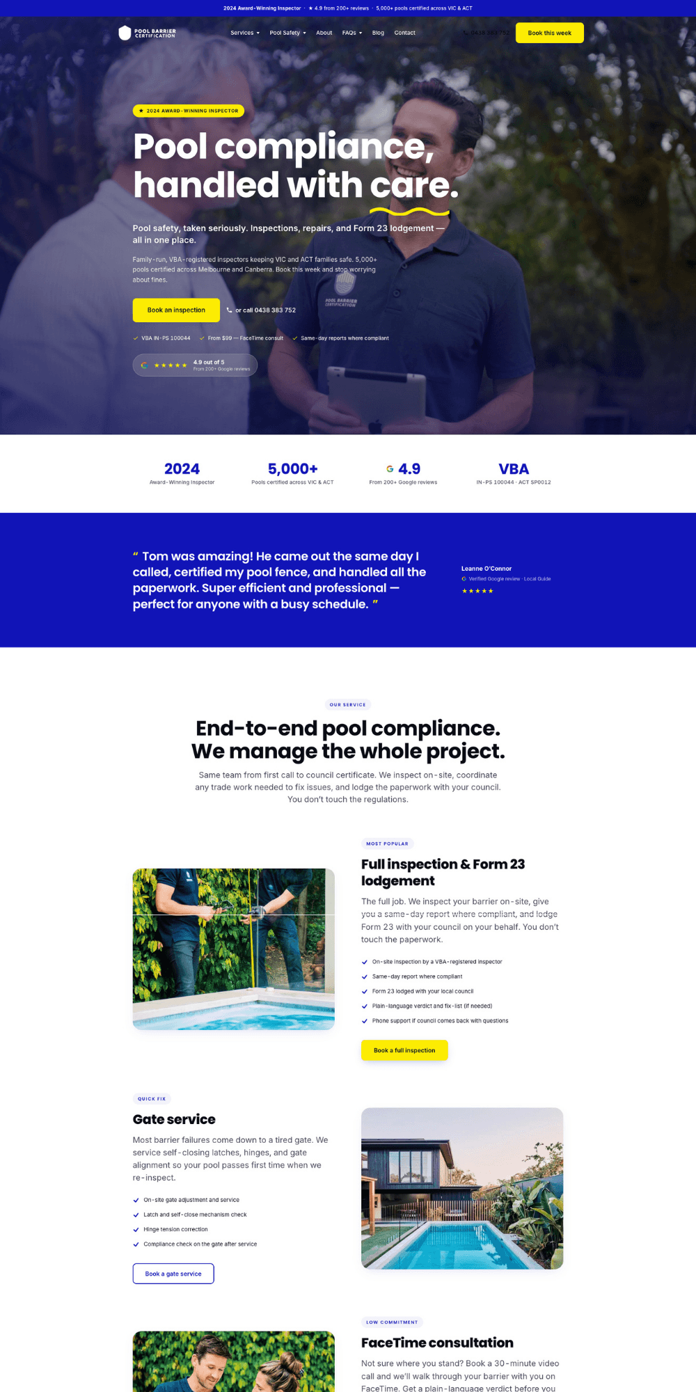 Pool Barrier Certification — Pool Compliance